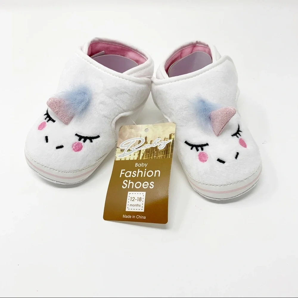 Unicorn Toddler Shoes Pink Glitter Embroidered